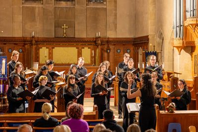 The choir standing for a picture