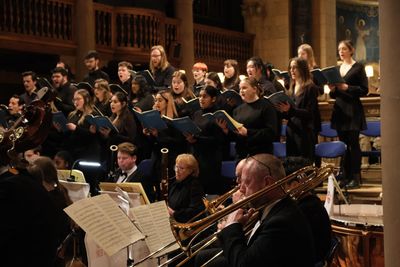The choir standing for a picture